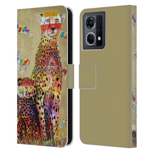 Graeme Stevenson Colourful Wildlife Cheetah Leather Book Wallet Case Cover For OPPO Reno8 4G