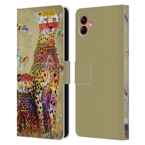 Graeme Stevenson Colourful Wildlife Cheetah Leather Book Wallet Case Cover For Samsung Galaxy A04 (2022)