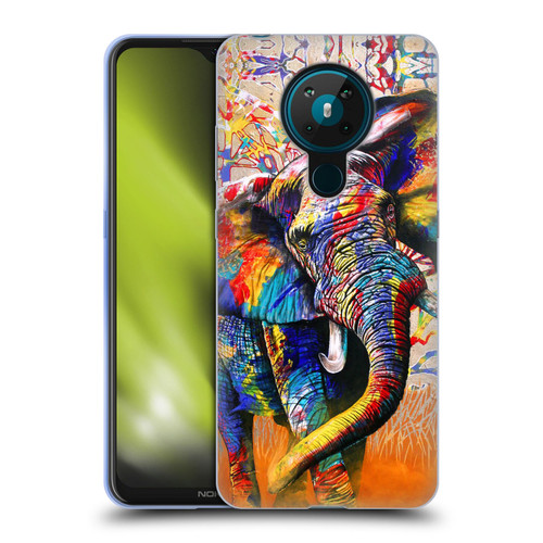 Graeme Stevenson Colourful Wildlife Elephant 4 Soft Gel Case for Nokia 5.3