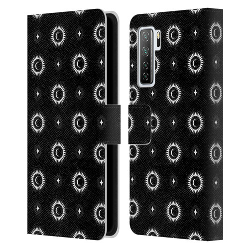 Haroulita Celestial Black And White Sun And Moon Leather Book Wallet Case Cover For Huawei Nova 7 SE/P40 Lite 5G