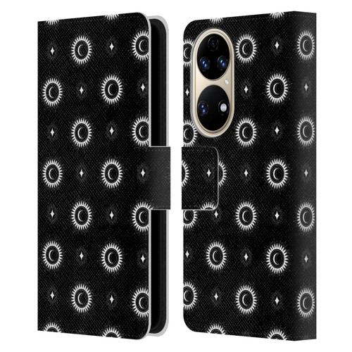 Haroulita Celestial Black And White Sun And Moon Leather Book Wallet Case Cover For Huawei P50