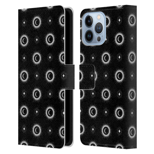 Haroulita Celestial Black And White Sun And Moon Leather Book Wallet Case Cover For Apple iPhone 13 Pro Max