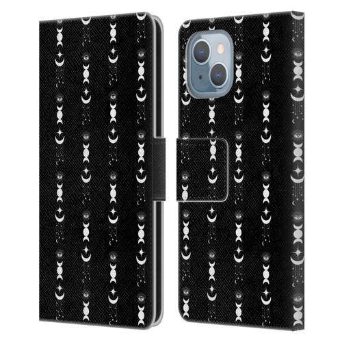 Haroulita Celestial Black And White Moon Leather Book Wallet Case Cover For Apple iPhone 14