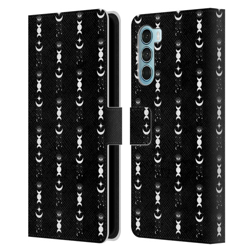 Haroulita Celestial Black And White Moon Leather Book Wallet Case Cover For Motorola Edge S30 / Moto G200 5G