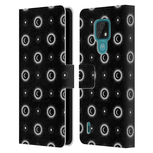 Haroulita Celestial Black And White Sun And Moon Leather Book Wallet Case Cover For Motorola Moto E7