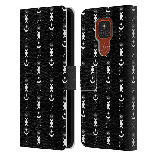 Haroulita Celestial Black And White Moon Leather Book Wallet Case Cover For Motorola Moto E7 Plus