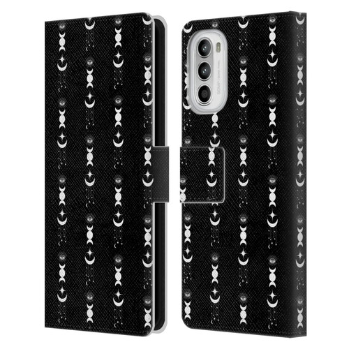 Haroulita Celestial Black And White Moon Leather Book Wallet Case Cover For Motorola Moto G52