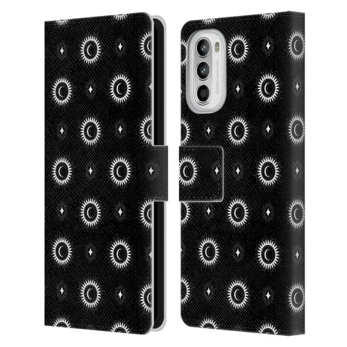 Haroulita Celestial Black And White Sun And Moon Leather Book Wallet Case Cover For Motorola Moto G52