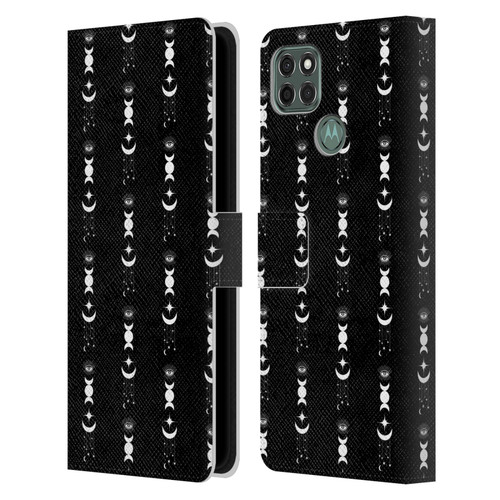 Haroulita Celestial Black And White Moon Leather Book Wallet Case Cover For Motorola Moto G9 Power