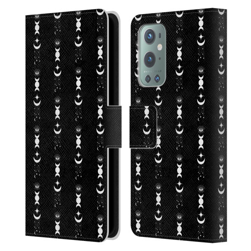 Haroulita Celestial Black And White Moon Leather Book Wallet Case Cover For OnePlus 9