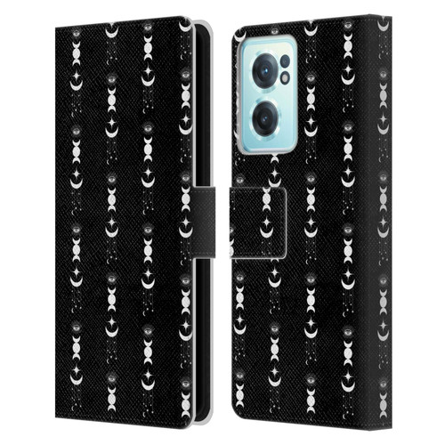 Haroulita Celestial Black And White Moon Leather Book Wallet Case Cover For OnePlus Nord CE 2 5G