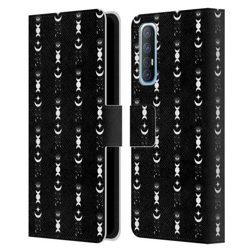 Haroulita Celestial Black And White Moon Leather Book Wallet Case Cover For OPPO Find X2 Neo 5G