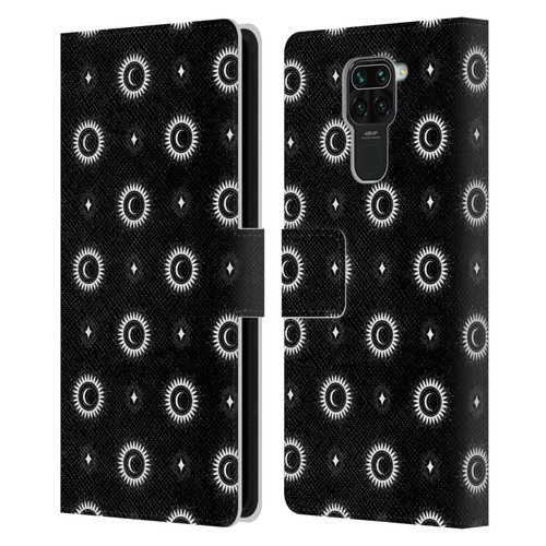 Haroulita Celestial Black And White Sun And Moon Leather Book Wallet Case Cover For Xiaomi Redmi Note 9 / Redmi 10X 4G