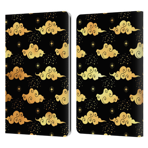 Haroulita Celestial Gold Cloud And Star Leather Book Wallet Case Cover For Amazon Kindle Paperwhite 1 / 2 / 3