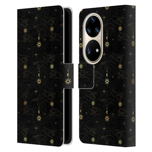 Haroulita Celestial Gold Hand Leather Book Wallet Case Cover For Huawei P50 Pro