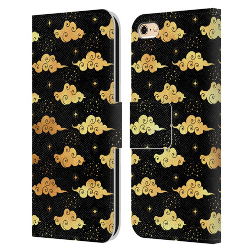 Haroulita Celestial Gold Cloud And Star Leather Book Wallet Case Cover For Apple iPhone 6 / iPhone 6s