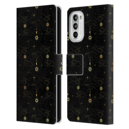 Haroulita Celestial Gold Hand Leather Book Wallet Case Cover For Motorola Moto G52