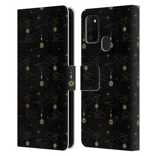 Haroulita Celestial Gold Hand Leather Book Wallet Case Cover For Samsung Galaxy M30s (2019)/M21 (2020)