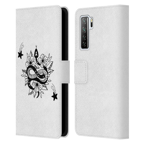 Haroulita Celestial Tattoo Snake And Flower Leather Book Wallet Case Cover For Huawei Nova 7 SE/P40 Lite 5G