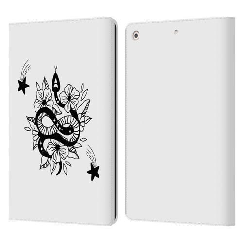 Haroulita Celestial Tattoo Snake And Flower Leather Book Wallet Case Cover For Apple iPad 10.2 2019/2020/2021