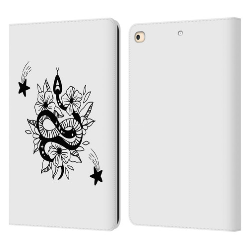 Haroulita Celestial Tattoo Snake And Flower Leather Book Wallet Case Cover For Apple iPad 9.7 2017 / iPad 9.7 2018