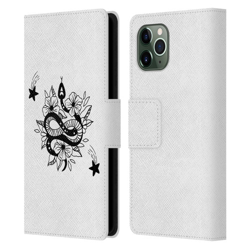 Haroulita Celestial Tattoo Snake And Flower Leather Book Wallet Case Cover For Apple iPhone 11 Pro