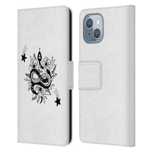 Haroulita Celestial Tattoo Snake And Flower Leather Book Wallet Case Cover For Apple iPhone 14