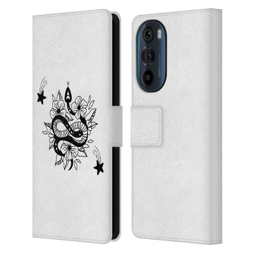 Haroulita Celestial Tattoo Snake And Flower Leather Book Wallet Case Cover For Motorola Edge 30