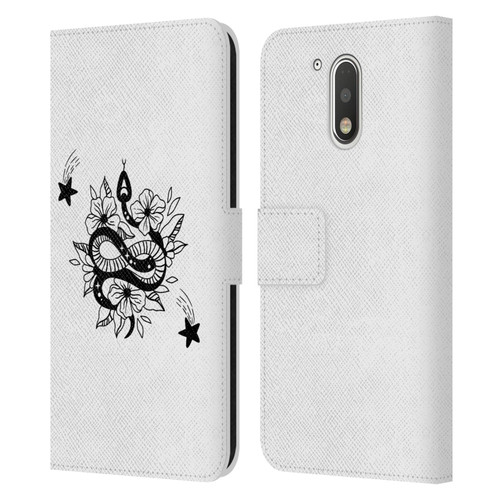 Haroulita Celestial Tattoo Snake And Flower Leather Book Wallet Case Cover For Motorola Moto G41