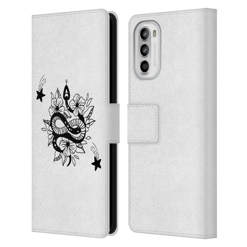 Haroulita Celestial Tattoo Snake And Flower Leather Book Wallet Case Cover For Motorola Moto G52