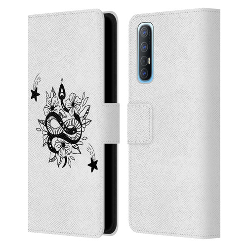 Haroulita Celestial Tattoo Snake And Flower Leather Book Wallet Case Cover For OPPO Find X2 Neo 5G