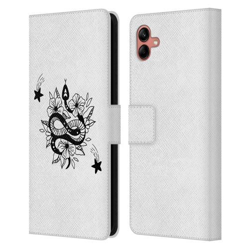 Haroulita Celestial Tattoo Snake And Flower Leather Book Wallet Case Cover For Samsung Galaxy A04 (2022)
