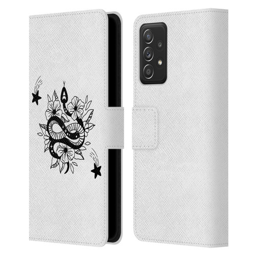 Haroulita Celestial Tattoo Snake And Flower Leather Book Wallet Case Cover For Samsung Galaxy A52 / A52s / 5G (2021)