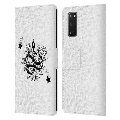 Haroulita Celestial Tattoo Snake And Flower Leather Book Wallet Case Cover For Samsung Galaxy S20 / S20 5G
