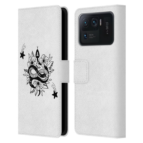 Haroulita Celestial Tattoo Snake And Flower Leather Book Wallet Case Cover For Xiaomi Mi 11 Ultra