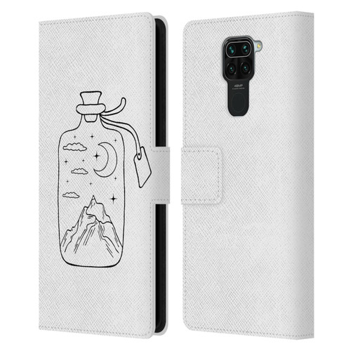 Haroulita Celestial Tattoo Bottle Leather Book Wallet Case Cover For Xiaomi Redmi Note 9 / Redmi 10X 4G