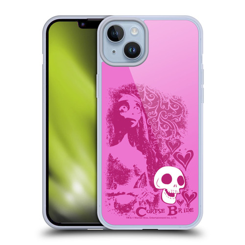 Corpse Bride Key Art Pink Distressed Look Soft Gel Case for Apple iPhone 14 Plus & MagSafe