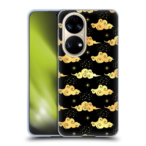 Haroulita Celestial Gold Cloud And Star Soft Gel Case for Huawei P50