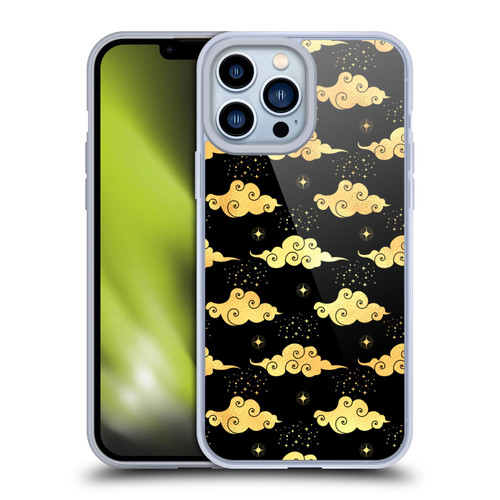 Haroulita Celestial Gold Cloud And Star Soft Gel Case for Apple iPhone 13 Pro Max