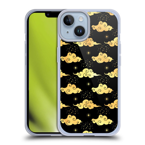 Haroulita Celestial Gold Cloud And Star Soft Gel Case for Apple iPhone 14