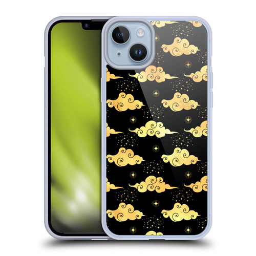 Haroulita Celestial Gold Cloud And Star Soft Gel Case for Apple iPhone 14 Plus