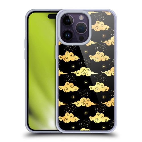 Haroulita Celestial Gold Cloud And Star Soft Gel Case for Apple iPhone 14 Pro Max