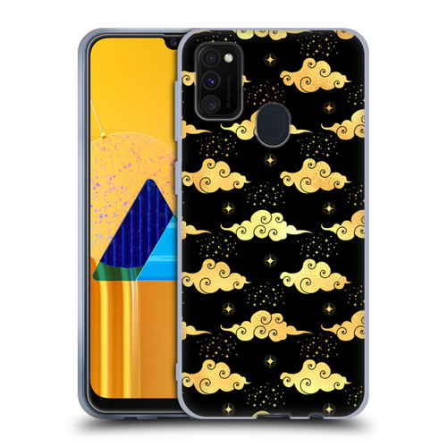 Haroulita Celestial Gold Cloud And Star Soft Gel Case for Samsung Galaxy M30s (2019)/M21 (2020)