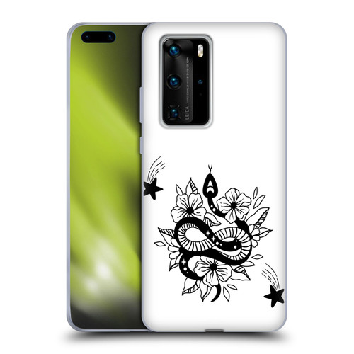 Haroulita Celestial Tattoo Snake And Flower Soft Gel Case for Huawei P40 Pro / P40 Pro Plus 5G
