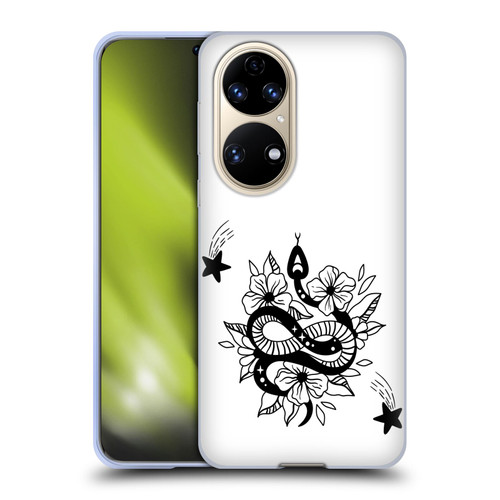 Haroulita Celestial Tattoo Snake And Flower Soft Gel Case for Huawei P50