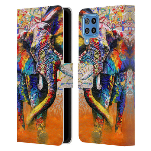 Graeme Stevenson Colourful Wildlife Elephant 4 Leather Book Wallet Case Cover For Samsung Galaxy F22 (2021)
