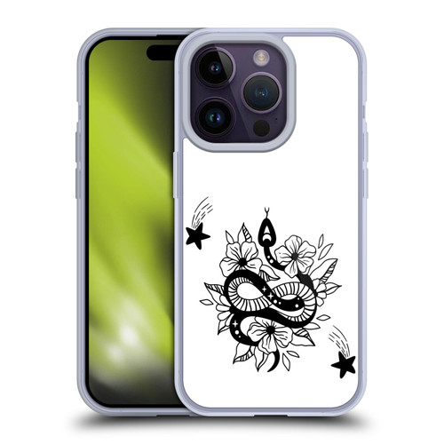 Haroulita Celestial Tattoo Snake And Flower Soft Gel Case for Apple iPhone 14 Pro