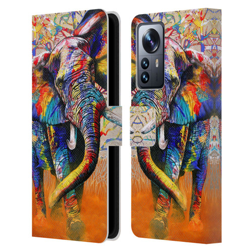 Graeme Stevenson Colourful Wildlife Elephant 4 Leather Book Wallet Case Cover For Xiaomi 12 Pro