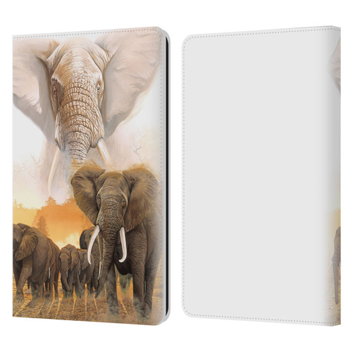 Graeme Stevenson Wildlife Elephants Leather Book Wallet Case Cover For Amazon Kindle Paperwhite 1 / 2 / 3