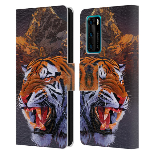 Graeme Stevenson Wildlife Tiger Leather Book Wallet Case Cover For Huawei P40 5G